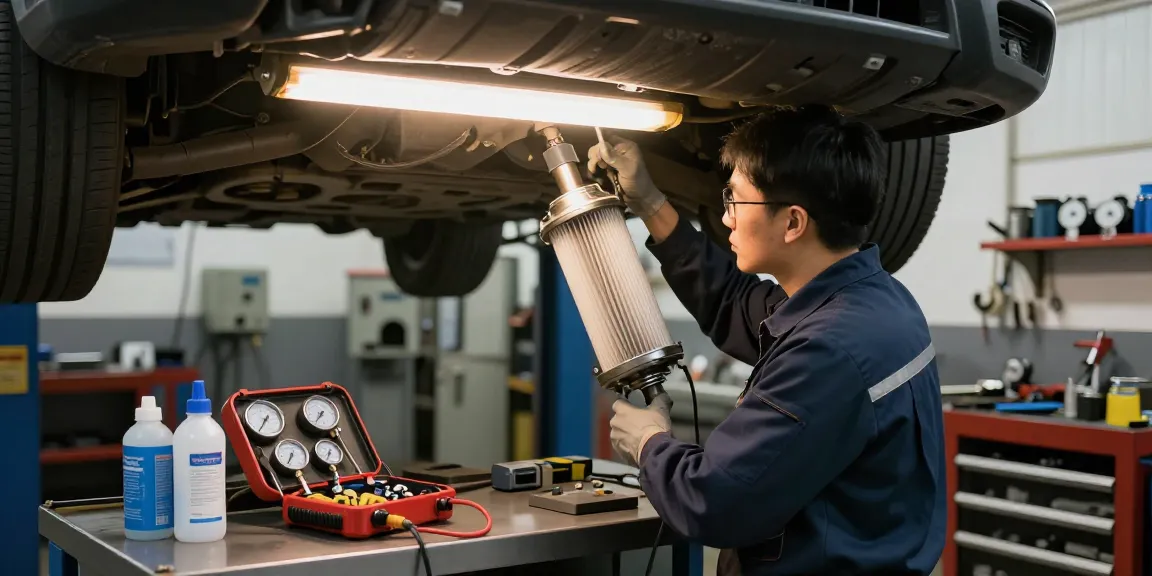 Professioneller DPF-Reinigungsvorgang in Hannover mit Techniker und Ausrüstung für DPF Reinigung Hannover