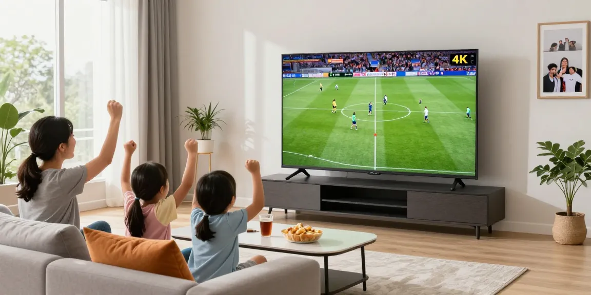 IPTV anbieter family enjoying a soccer match in 4K at home