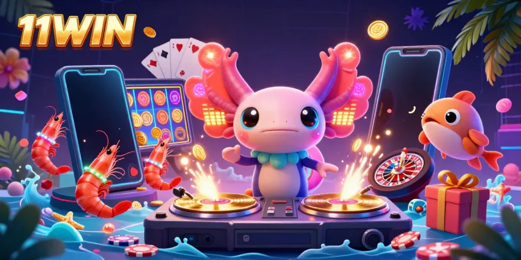 Experience the excitement of 11WIN casino games with vibrant characters and dynamic elements.