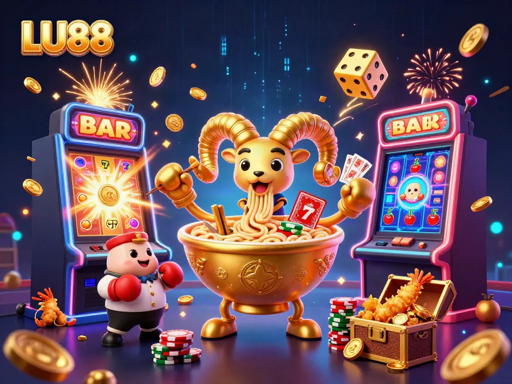 Engage in the thrilling online experience at LU88 with an energetic scene showcasing vibrant casino elements.