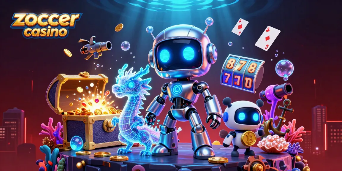 Play thrilling games at Zoccer Casino's vibrant cyberpunk-themed 3D illustration.